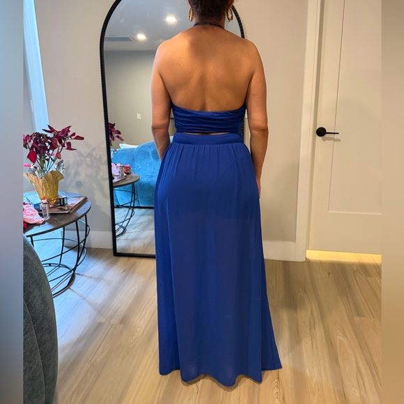 Royal Blue Halter Maxi Dress - Picture 9 of 9